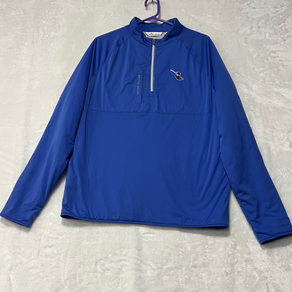 Peter Millar Jacket Mens L Blue Thermal Flow Insulated 1/4 Zip Libery Hill Golf